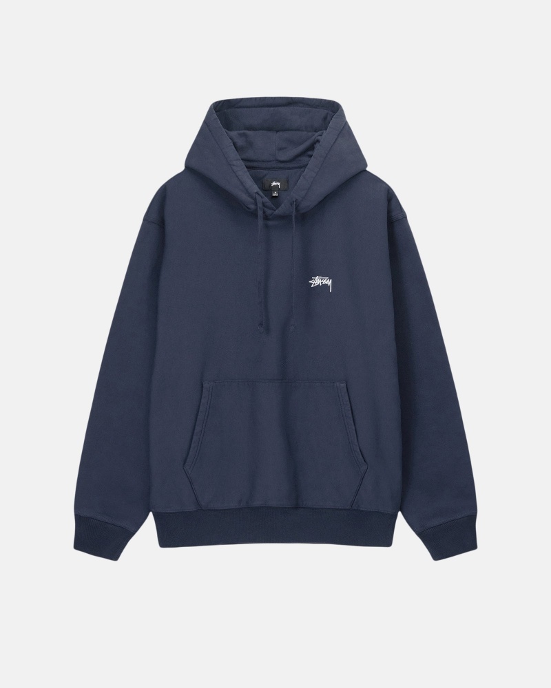 Stussy Stock Logo Hoodie Navy | 40632OIZH