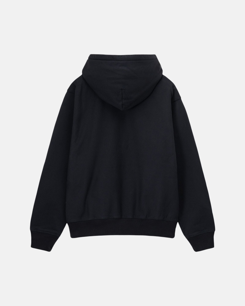 Stussy Stock Logo Zip Hoodie Black | 97680KVTQ