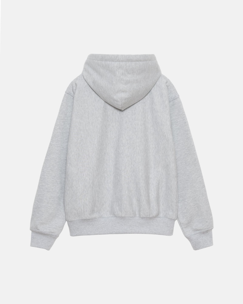 Stussy Stock Logo Zip Hoodie Grey | 18956KGAM