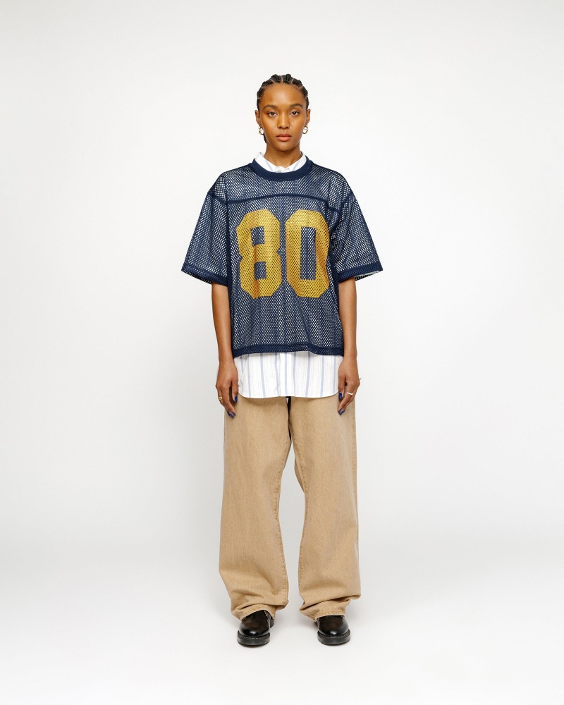 Stussy Team Jersey 80 Tops Navy | 24967ULPS