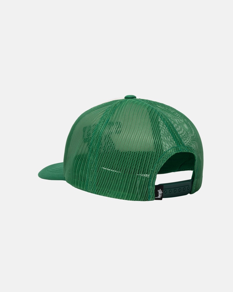 Stussy Trucker Big 4 Snapback Caps Green | 25460WMSQ