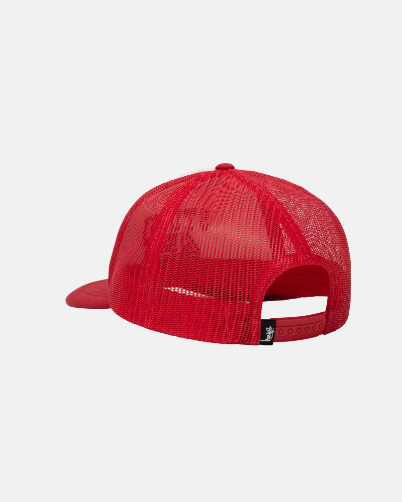 Stussy Trucker Big 4 Snapback Caps Red | 37650WIOD