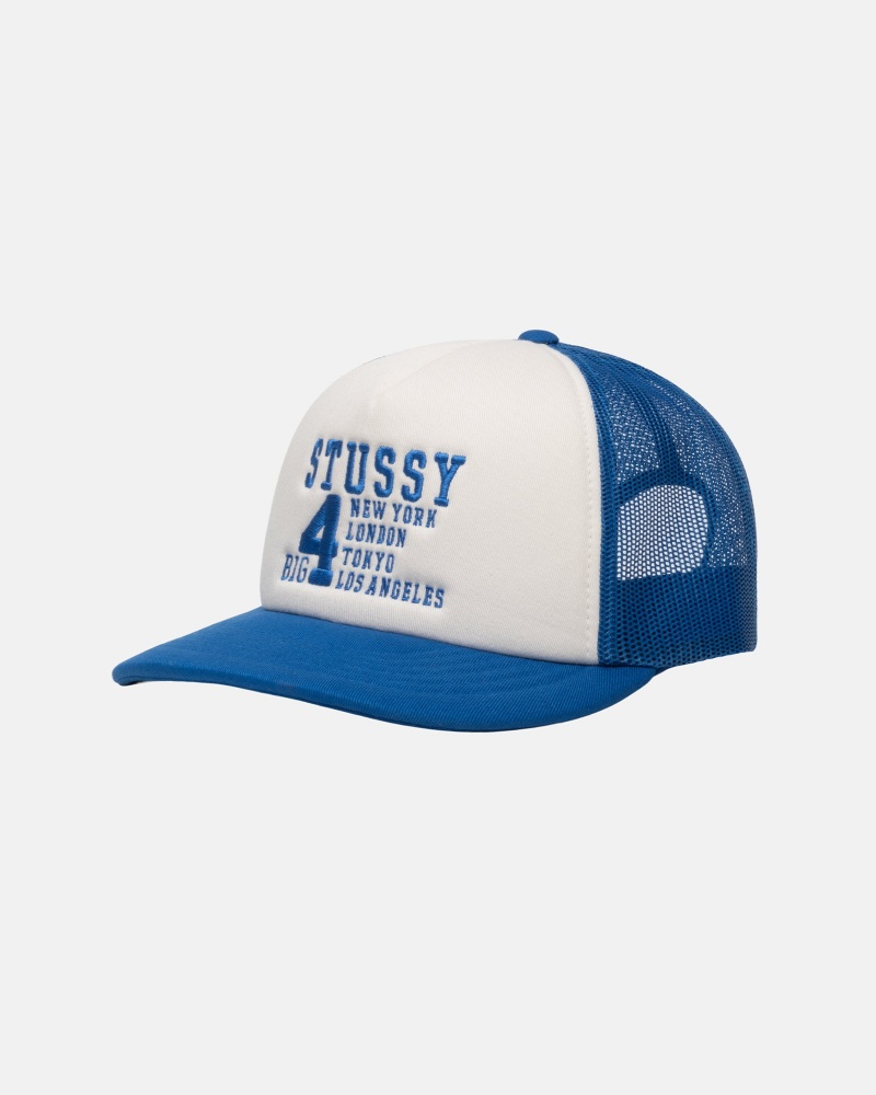 Stussy Trucker Big 4 Snapback Caps Royal | 86207NYIR