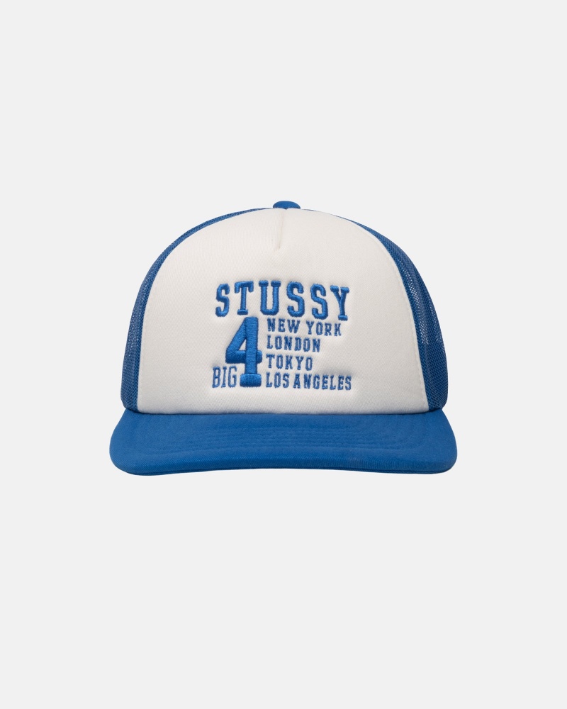 Stussy Trucker Big 4 Snapback Caps Royal | 86207NYIR