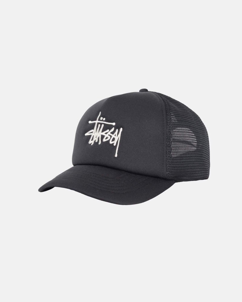 Stussy Trucker Big Basic Snapback Caps Black | 12786DKWJ