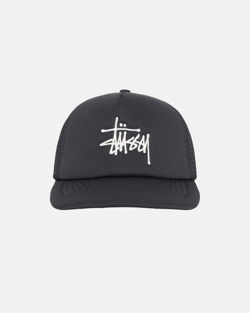 Stussy Trucker Big Basic Snapback Caps Black | 12786DKWJ