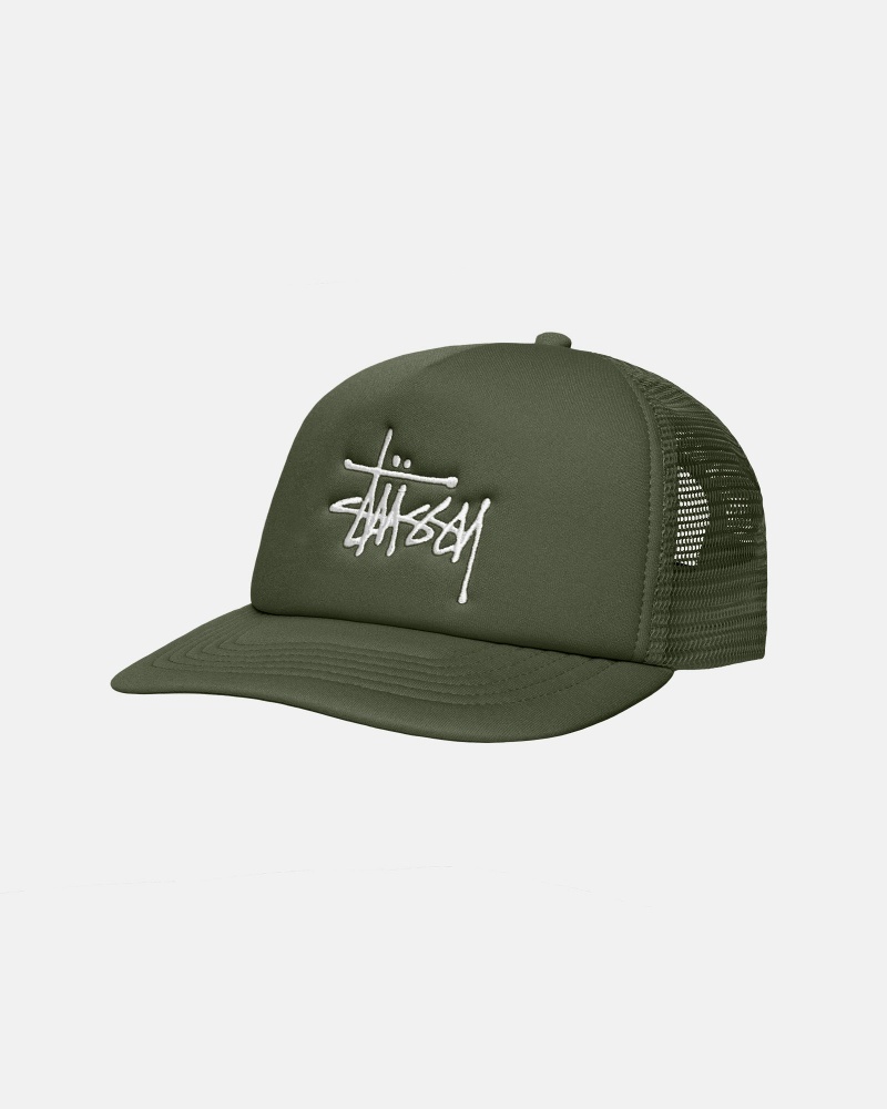 Stussy Trucker Big Basic Snapback Caps Deep Green | 15978DTQJ