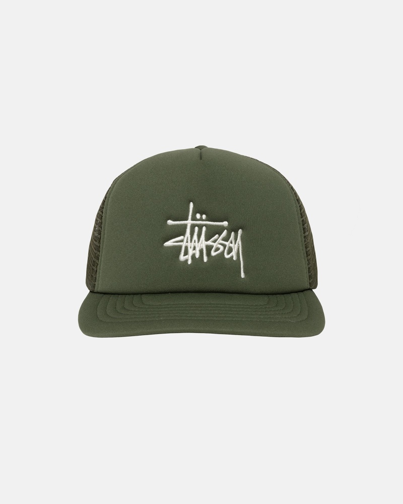 Stussy Trucker Big Basic Snapback Caps Deep Green | 15978DTQJ