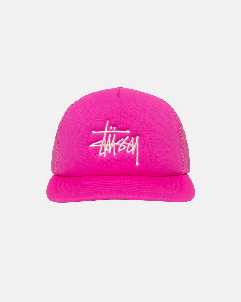 Stussy Trucker Big Basic Snapback Caps Pink | 10749OGWQ