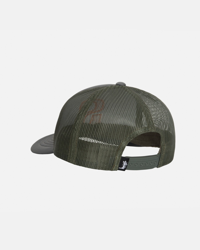 Stussy Trucker Big S Snapback Caps Olive | 62409NWYQ