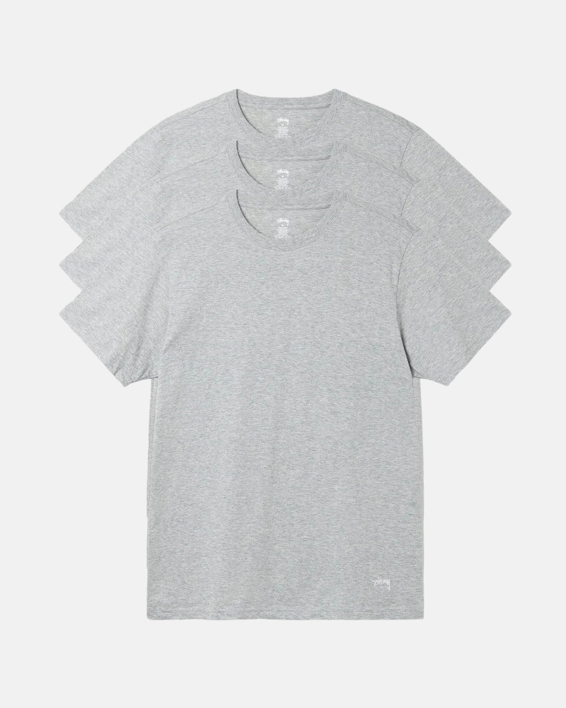 Stussy Under 3 Pack T Shirts Grey | 74536DLJW