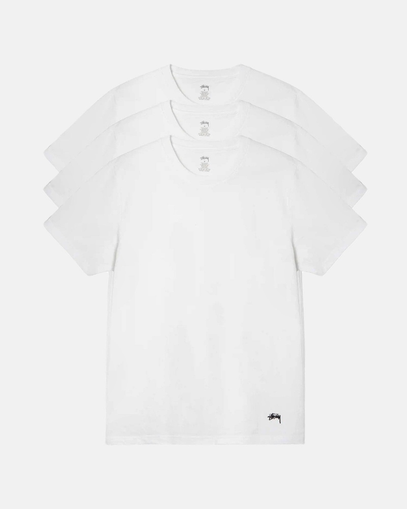 Stussy Under 3 Pack T Shirts White | 98603SCLV