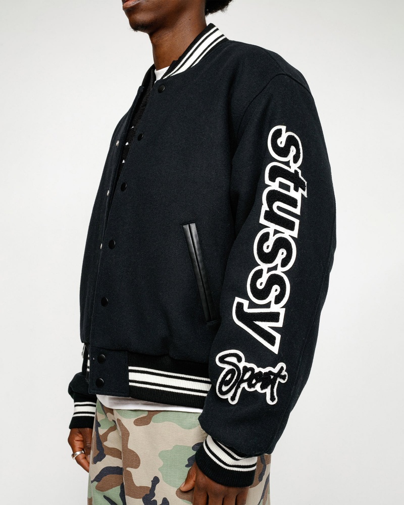 Stussy Varsity Competition Jackets Black | 98326BLKW