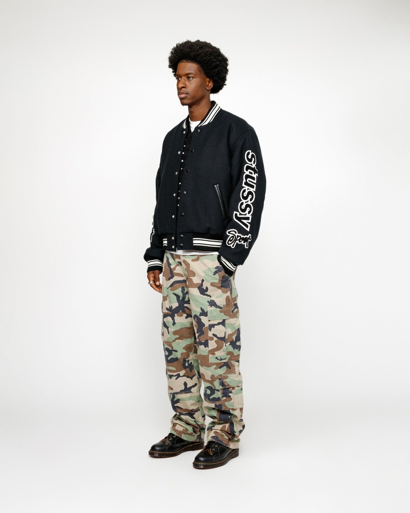 Stussy Varsity Competition Jackets Black | 98326BLKW