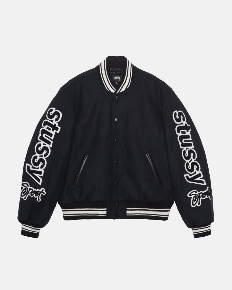 Stussy Varsity Competition Jackets Black | 98326BLKW