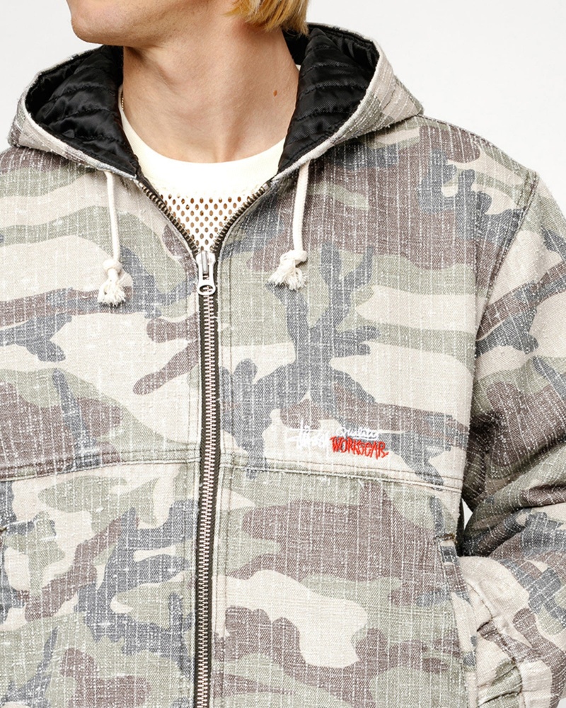 Stussy Work Camo Canvas Needlepunch Jackets Camo | 73918LZFA