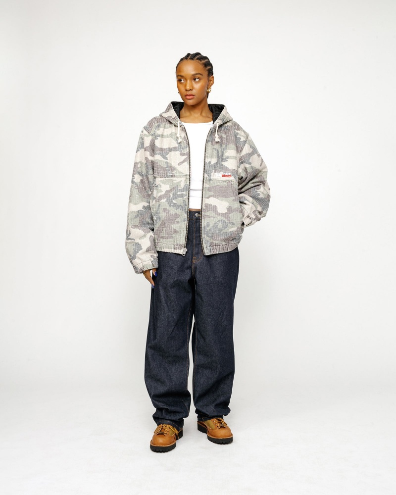 Stussy Work Camo Canvas Needlepunch Jackets Camo | 73918LZFA