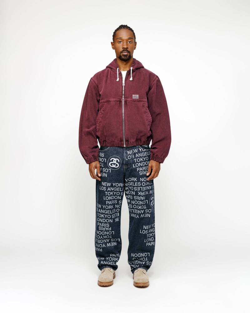 Stussy Work Unlined Canvas Jackets Burgundy | 14273LOVW