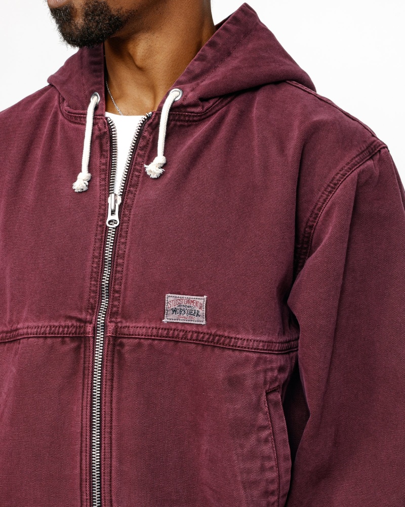 Stussy Work Unlined Canvas Jackets Burgundy | 14273LOVW