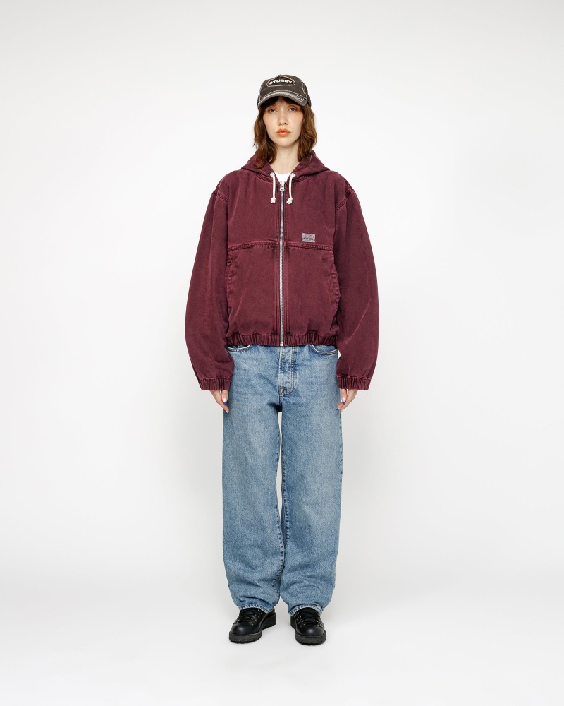 Stussy Work Unlined Canvas Jackets Burgundy | 14273LOVW