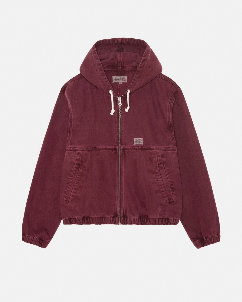 Stussy Work Unlined Canvas Jackets Burgundy | 14273LOVW