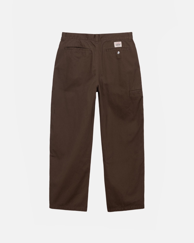 Stussy Workgear Twill Trousers Brown | 01784HSOI