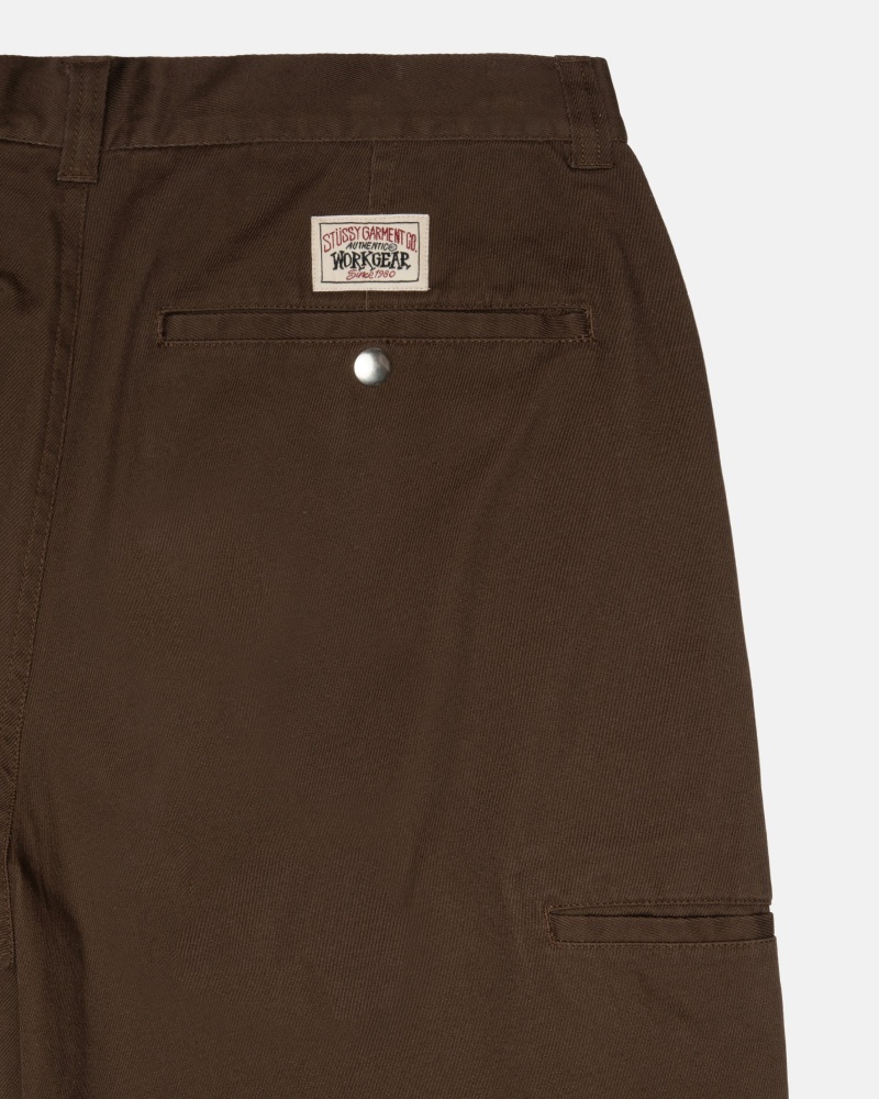 Stussy Workgear Twill Trousers Brown | 01784HSOI