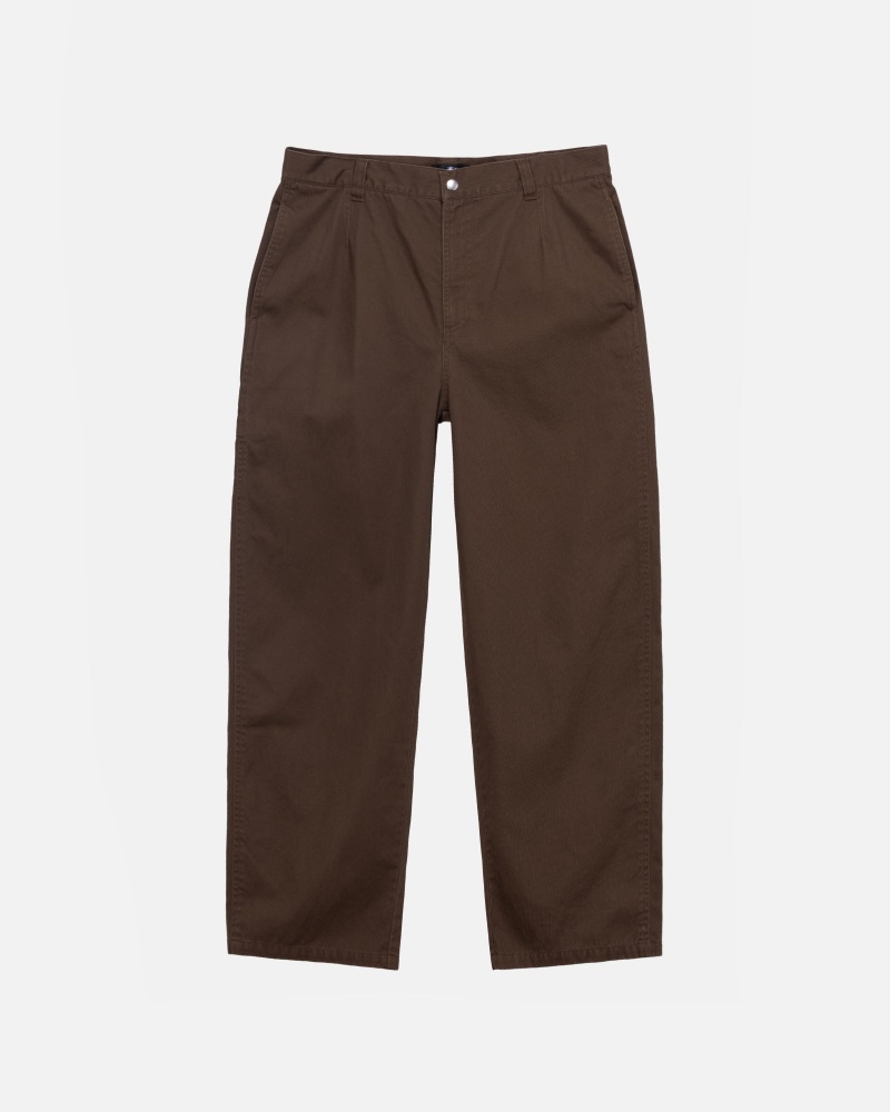 Stussy Workgear Twill Trousers Brown | 01784HSOI