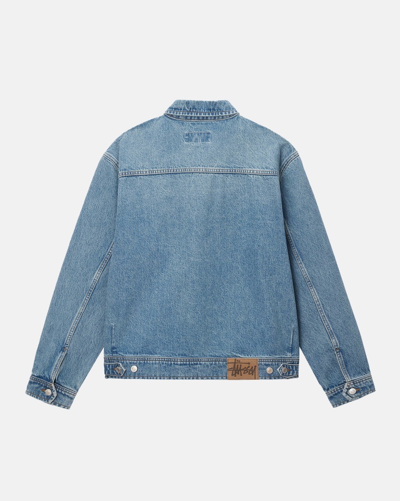 Stussy Zip Work Denim Jackets Blue | 89057APIF