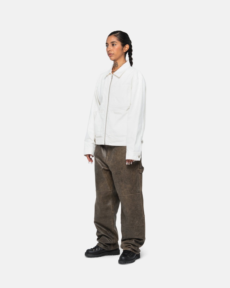 Stussy Zip Work Overdyed Jackets Beige | 31942NGAW